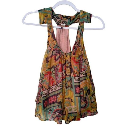 FREE PEOPLE Strawberry Tank Meadow Combo Flowy Lined Bohemian Tank Women XS - Picture 1 of 11